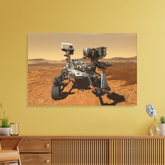 Perseverance Rover werkt op het oppervlak van Mars Canvas Afdruk (Insitu (Woonkamer))