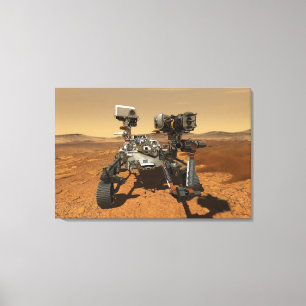 Perseverance Rover werkt op het oppervlak van Mars Canvas Afdruk