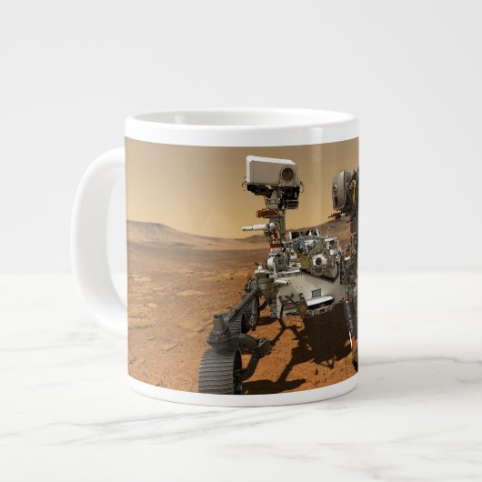 Perseverance Rover werkt op het oppervlak van Mars Grote Koffiekop (Links)