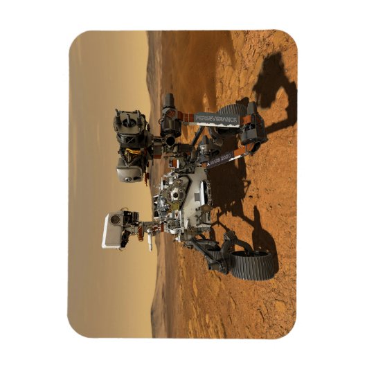 Perseverance Rover werkt op het oppervlak van Mars Magneet (Verticaal)