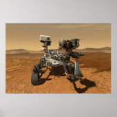 Perseverance Rover werkt op het oppervlak van Mars Poster (Voorkant)
