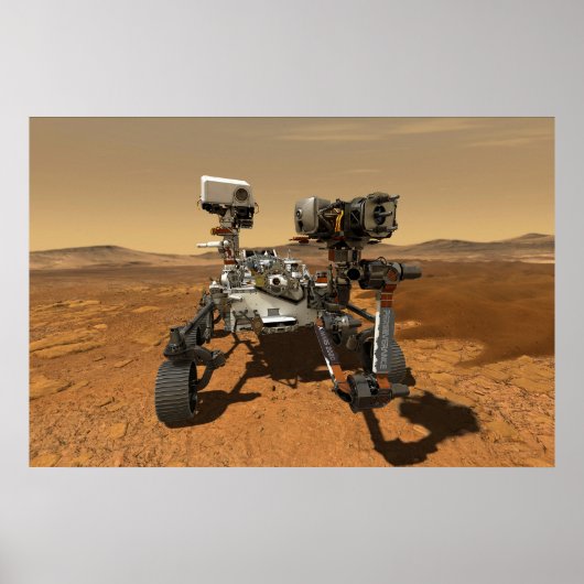 Perseverance Rover werkt op het oppervlak van Mars Poster (Voorkant)