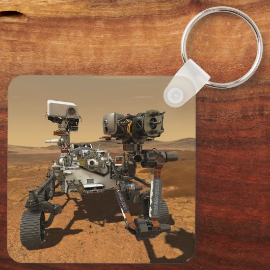 Perseverance Rover werkt op het oppervlak van Mars Sleutelhanger (Achterkant)