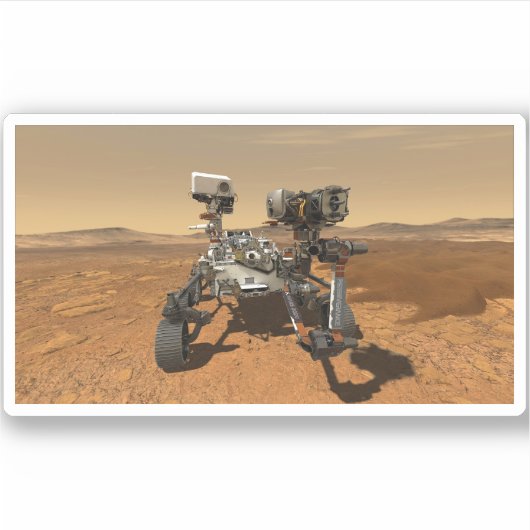Perseverance Rover werkt op het oppervlak van Mars Sticker (Voorkant)