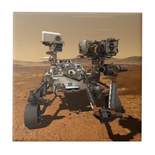 Perseverance Rover werkt op het oppervlak van Mars Tegeltje (Voorkant)