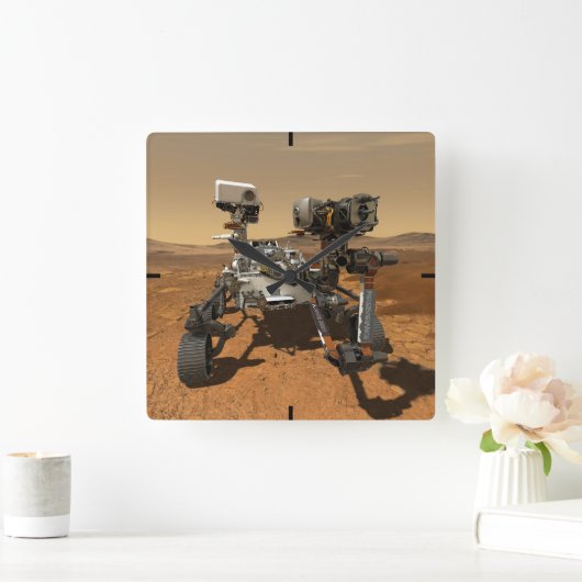 Perseverance Rover werkt op het oppervlak van Mars Vierkante Klok (Huis)