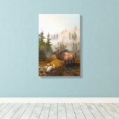 "Perseverance The Elk" 12"x18" [brighter/smaller] Canvas Afdruk (Insitu (Houten vloer))