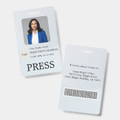 Persfotograaf Pers Journalist ID-kaart Aangepaste Badge (Voor- en achterkant)