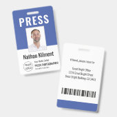 Persfotograaf Perspas Foto Naam Logo ID Blauw Badge (Voor- en achterkant)