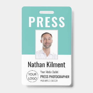Persfotograaf Perspas Foto Naam Logo ID Teal Badge