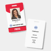 Persfotografen Badge (Voor- en achterkant)