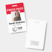 Persfotopas ID-badge Badge (Voor- en achterkant)