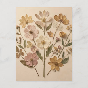 Persgedroogde botanische boeket van wilde bloemen  briefkaart