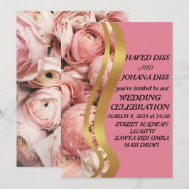 Persgedrukt gouden blad wildbloemen trouwframe kaart