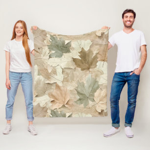Persharmonie van Geperste Bladeren – Vintage Botan Fleece Deken
