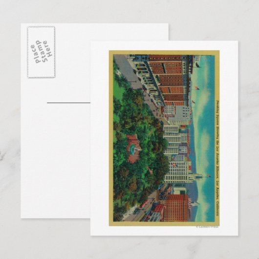 Pershing Square toont de Los Angeles Briefkaart (Voorkant / Achterkant)