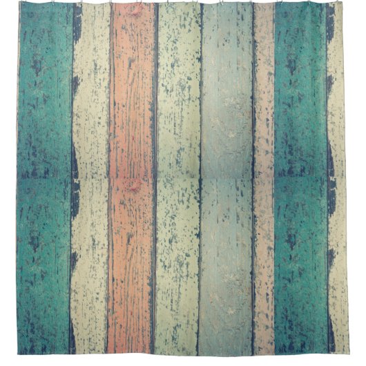 Pershuis geschilderd hout oceanside gestript douchegordijn (Voorkant)