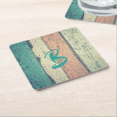 Pershuis geschilderd hout oceanside gestript kartonnen onderzetters (Schuin)