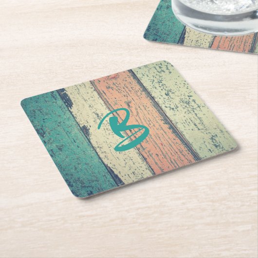 Pershuis geschilderd hout oceanside gestript kartonnen onderzetters (Schuin)