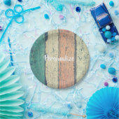 Pershuis geschilderd hout oceanside gestript papieren bordje (Feest)