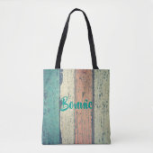 Pershuis geschilderd hout oceanside gestript tote bag (Voorkant)