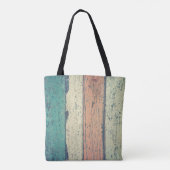 Pershuis geschilderd hout oceanside gestript tote bag (Achterkant)