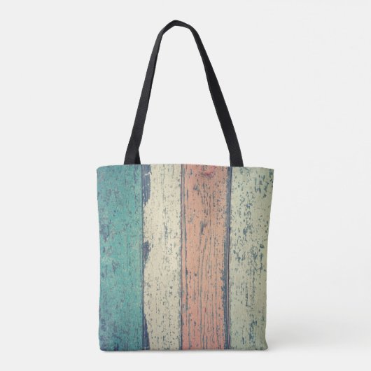 Pershuis geschilderd hout oceanside gestript tote bag (Achterkant)