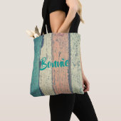 Pershuis geschilderd hout oceanside gestript tote bag (Dichtbij)