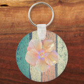 Pershuis geschilderd hout oceanside hibiscus sleutelhanger (Voorkant)