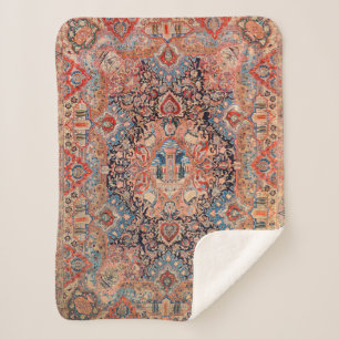 Persia Carpet Black Red  Sherpa Deken