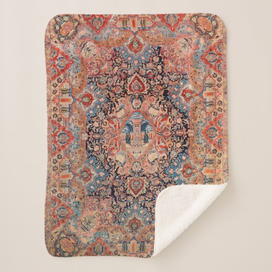 Persia Carpet Black Red  Sherpa Deken (Voorkant)