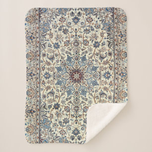 Persia Dusty Blue Gray Accent  Sherpa Deken