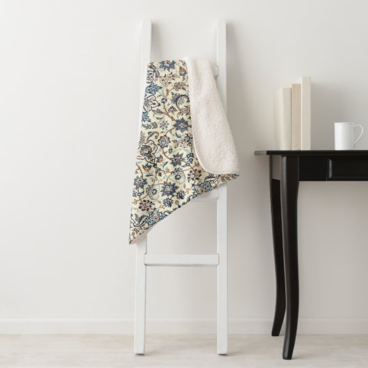 Persia Dusty Blue Gray Accent  Sherpa Deken (In situ)