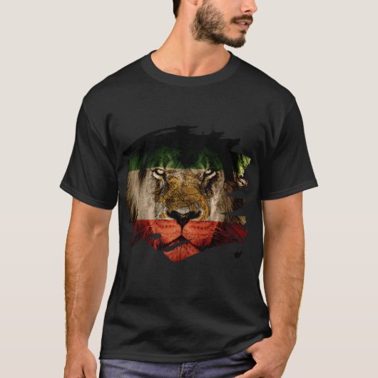 Persia Flag & African Lion Afbeelding T-shirt (Voorkant)
