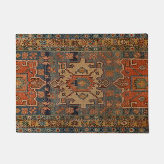 Persia Heriz Oranje Blue Green Deurmat (Voorkant)