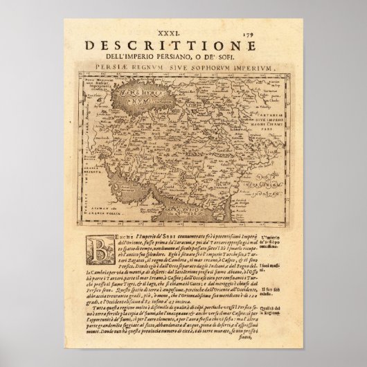Persia Ptolemaeus Claudius Map Repruductie Poster (Voorkant)