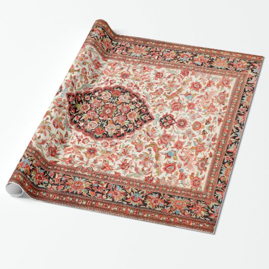 Persia Qum Tan Cream Red Cadeaupapier (Uitgerold)