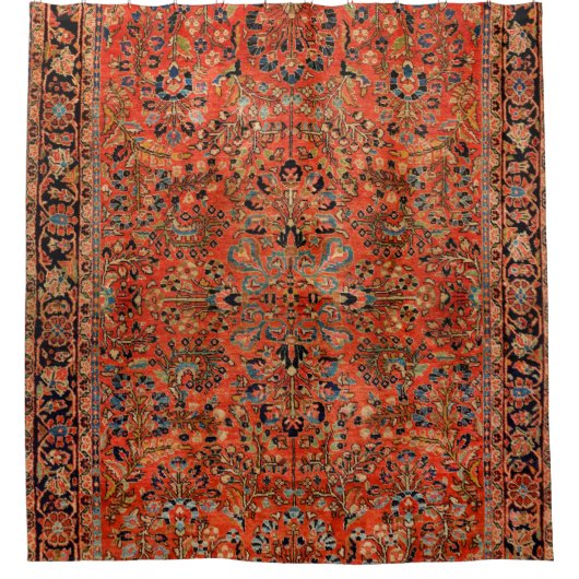 Persia Sarouk Red Yellow Leaf Douchegordijn (Voorkant)