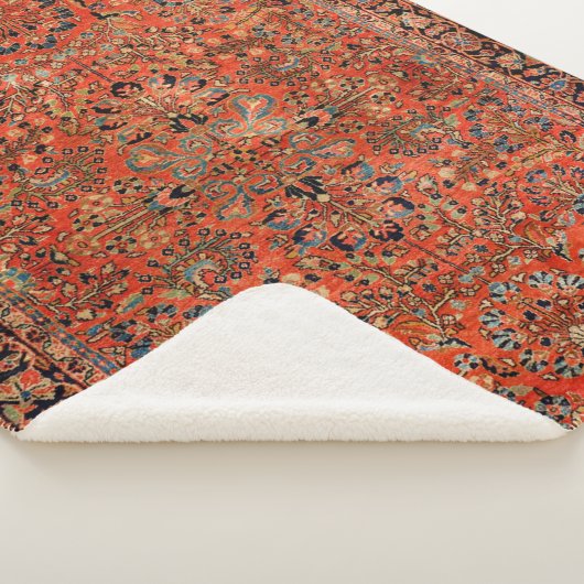 Persia Sarouk Red Yellow Leaf  Sherpa Deken (3/4)