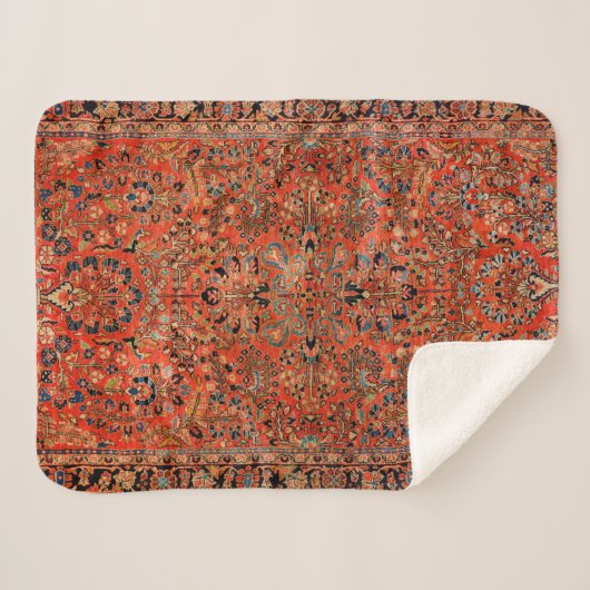 Persia Sarouk Red Yellow Leaf  Sherpa Deken (Voorkant (horizontaal))