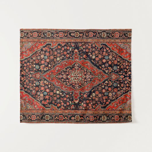 Persia Sarouk Vibrant Red Black Wandkleed (Voorkant (horizontaal))