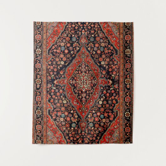 Persia Sarouk Vibrant Red Black  Wandkleed (Voorkant)