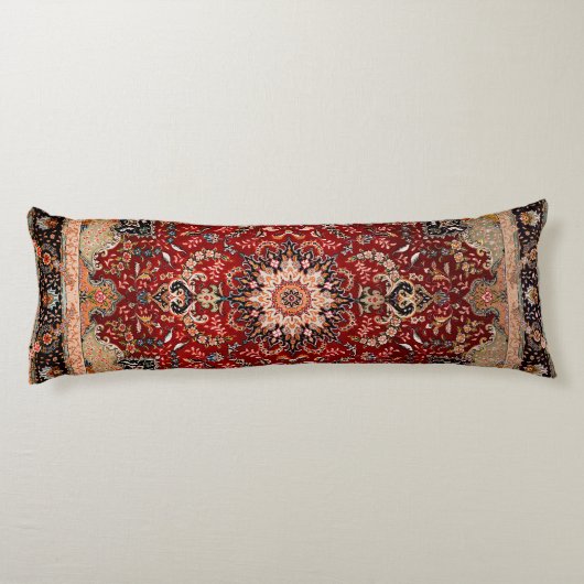 Persia Tabriz Red Black Dark Lichaamskussen (Achterkant)