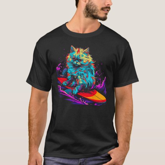 Persiaanse Kat Surft T-shirt (Voorkant)
