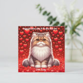 Persiaanse Kat Valentine Spinnewiel Feestdagenkaart (Staand voorkant)