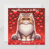 Persiaanse Kat Valentine Spinnewiel Feestdagenkaart (Voorkant)