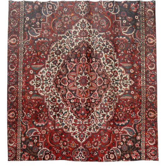 Persian Bakhtiari Deep Dark Red Tan Douchegordijn (Voorkant)