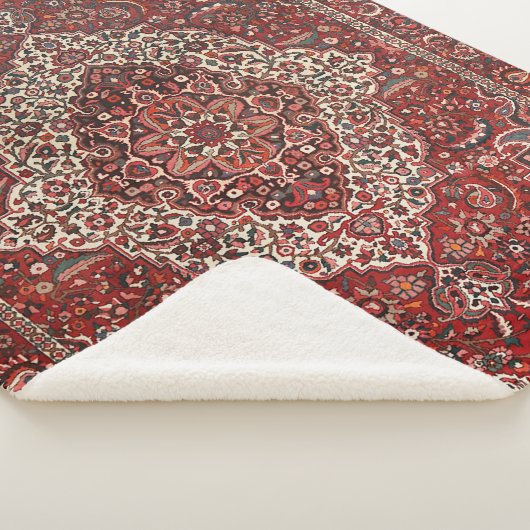 Persian Bakhtiari Deep Dark Red Tan  Sherpa Deken (3/4)
