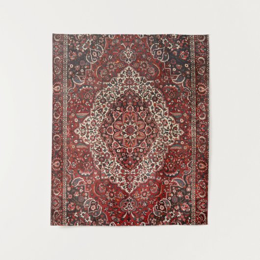 Persian Bakhtiari Deep Dark Red Tan  Wandkleed (Voorkant)