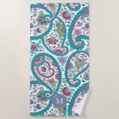 Persian Beach handdoek Paisley Pattern Monogram Be (Voorkant)
